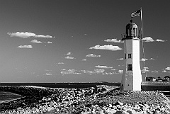 Unique Shape of Scituate Light Tower in Massachusetts -BW
